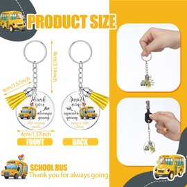 Misdary 48 Pack School Bus Driver Appreciation Keychain Bulk Acrylic Keychains Gift with Tassels for Christmas Retirement Award Gift