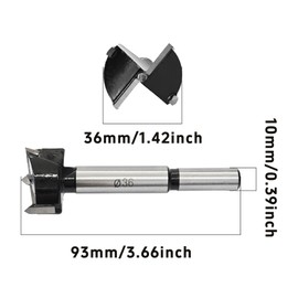 PDETVEO Forstner Drill Bit 36mm (1.42") Tungsten Carbide Woods Drilling Tool, Precision Hinge Hole Cutter for Woodworking, Hard Wood Soft Wood Plywood