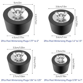 8 Pcs 4 Size Pool Plug for Inground Pool Rubber Pool Plugs Pool Return Line Plug for Above Ground Pool Swimming Pool Skimmer Plugs Winter Expansion Plugs, 25 mm, 32 mm, 38 mm, 51 mm