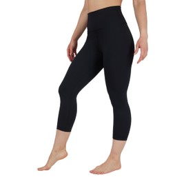 Yogalicious High Waist Buttery Soft Lightweight Capri Leggings High Rise Workout Yoga Pants for Women - Absolute Black Lux - Large