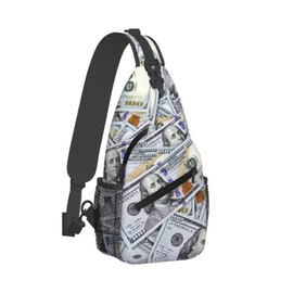 FHSUISN Us Bill Dollars Money Sling Backpack Chest Bag Crossbody Shoulder Bag Gym Cycling Travel Hiking Daypack For Men Women