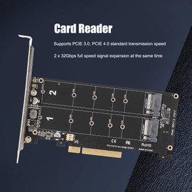Adapter Card, Dual M.2 NVMe SSD to PCIE X8 M Key Hard Drive Converter, M.2 PCIE Adapter Reader Expansion Card(ph45)