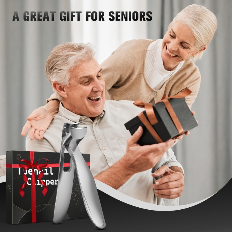 FERYES Angled Head Long Handled Toenail Clipper for Seniors -