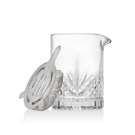 Dublin Collection Crystal Mixing Glass Pitcher Cocktail Shaker with Stainless Steel Julep Strainer