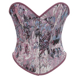 NZFXYF Women Vintage Renaissance Floral Lace Up Bustier Corset Shapewear Top (US, Alpha, Large, Regular, Regular, purple)
