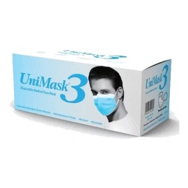 UniSeal Cubrebocas Plisado Marca Uniseal Con 50 Piezas Azul 3 Capas