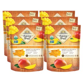 Sunny Fruit Soft Organic Dried Mangoes - 6 Bags (30 Individual Portion Packs) | No Preservatives, No Sugar Added | Healthy, Convenient Snack Packs | NON-GMO, VEGAN, HALAL, KOSHER, NO SULFIDES