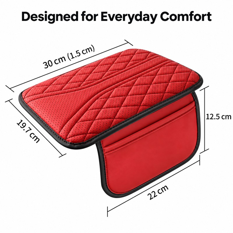 Universal Leather Car Armrest Storage Bag with Center Console Riser