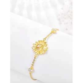 Palpitate Bracelets for Women Sunflower Bracelet Mustard Seed 925 Sterling Silver Adjustable Birthday Sunflower Jewelry Gifts for Women Friends