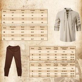 CARTLZ 11 Pcs Mens Pirate Costume - Renaissance Costume Men,Medieval Costume Viking Shirt Pants Headscarf Belt Pirate Accessories (M)