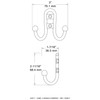 Liberty Hardware B46115Z-SN-C Double Prong Robe Hook with Ball End,