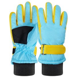 Aywyl Kids Children Ski Gloves Winter Snow Gloves Waterproof Winter Warm Gloves for Snowboarding (Turquoise, 7-9 Years Old)