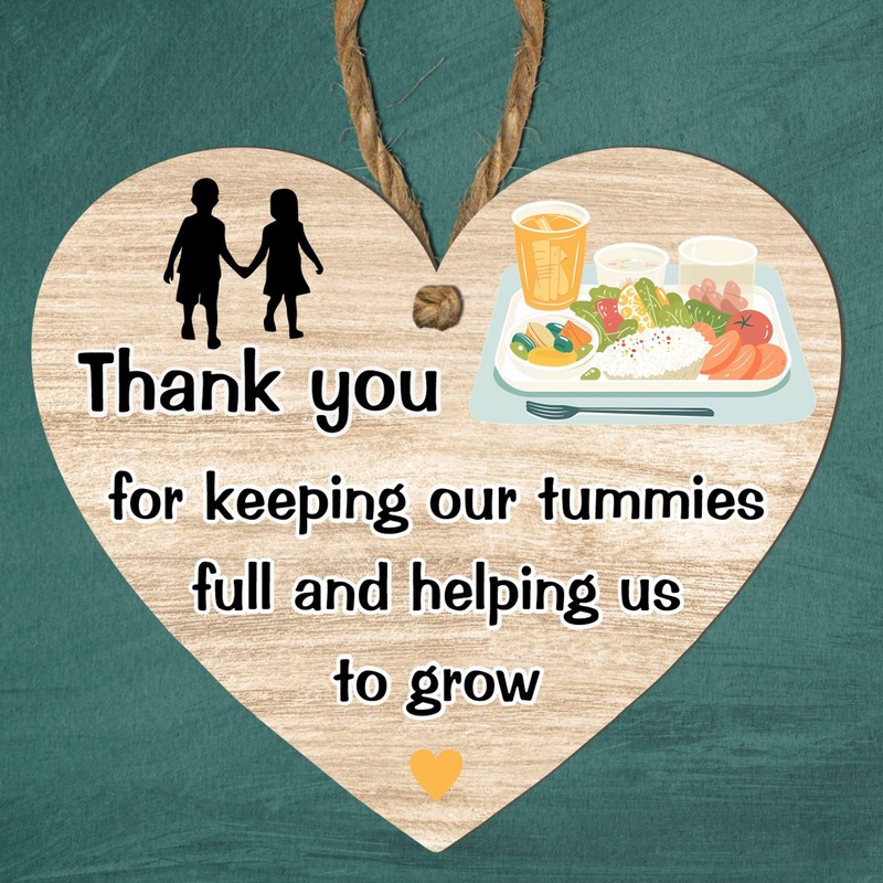 Thank You Dinner Lady Heart Plaque - Exquisite Handcrafted Wooden