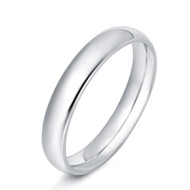 KAZITSAN 4mm Stainless Steel Ring High Polished Dome Silver Wedding Band for Women Men Comfort Fit Size 4
