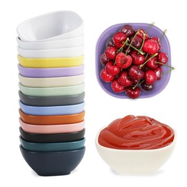 Mulaibdin 14 Pcak Small Dessert Bowls, 5 OZ Unbreakable Wheat Straw Dipping Sauce Bowl, Mini Prep Bowls for Snack Salsa Chip Ketchup (Multicolor)