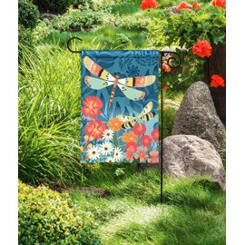 Studio M Dragonfly Dream Flower Garden 18 x 12 Inches, Double Sided Design, Weather & UV/Fade Resistant Polyester, Outdoor Flag Decoration for Garden, Yard, Porch