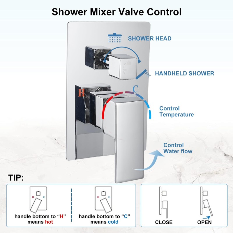 BWE Shower System Chrome Shower Faucet Set Complete with Valve
