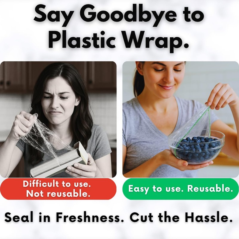 Kitchen Strong Plastic Bowl Covers, Elastic Reusable Food Covers for