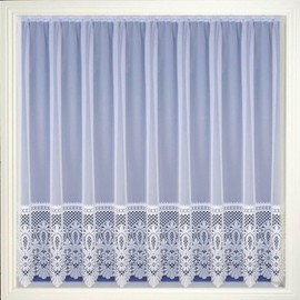 White Heavy Victorian Lace Macrame Panel Net Curtain Cut to Width Sold per Metre (100cm) (40"(101cm) Drop)