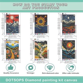 XXXCHENGJIA 6 Pack Abstract Landscape Diamond Painting Kits,DIY 5D Diamond Art Painting Kits,Crystal Gem Art Painting Kits for Adults Home Wall Decor 12x16inch