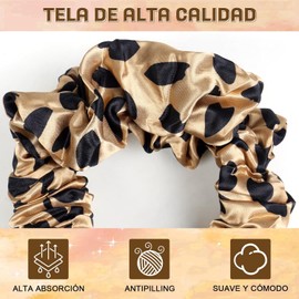 Rulos para Cabello Sin Calor Leopardo - Rizador de Cabello Nocturno con Scrunchies de Seda para Mujer | Rizadores de Cabello Sin Calor Suaves para Dormir, Cabello Largo | Rizadora Overnight Sin Daño