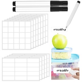Cholemy 300 Pcs Food Labels for Containers Reusable Multipurpose Labels Erasable Kitchen Removable Freezer and Fridge White Dry Erase for Jars Storage Pantry Supplies