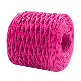 Mandala Crafts Hot Pink Raffia Yarn for Gift Wrapping – 200 Yards Natural Paper Straw Raffia Ribbon for Crochet, Crafts, Decoration, Gift Wrapping, and DIY Projects