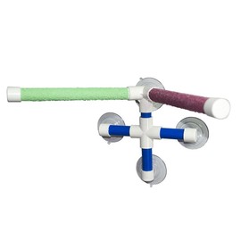 Snblzhef Suction Cup Pet Bird Parrot Bath Shower Stand Platform Pole Double Stick Claw Sharpening Stand Fun Perch