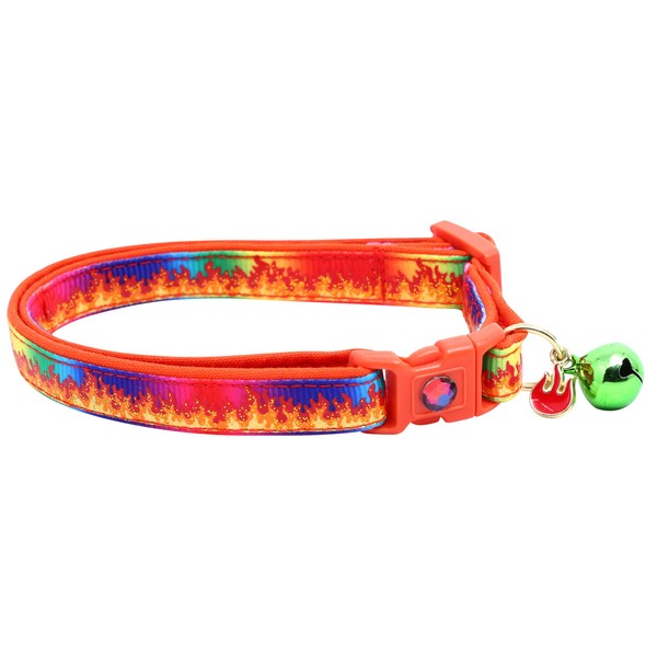 Flame Cat Collar with Charm & Bell | Safety Breakaway