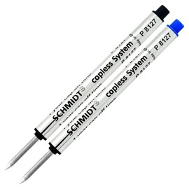 Schmidt P8127 Black, Blue Capless Rollerball Refill, Medium Tip 0.7mm - Pack of 2