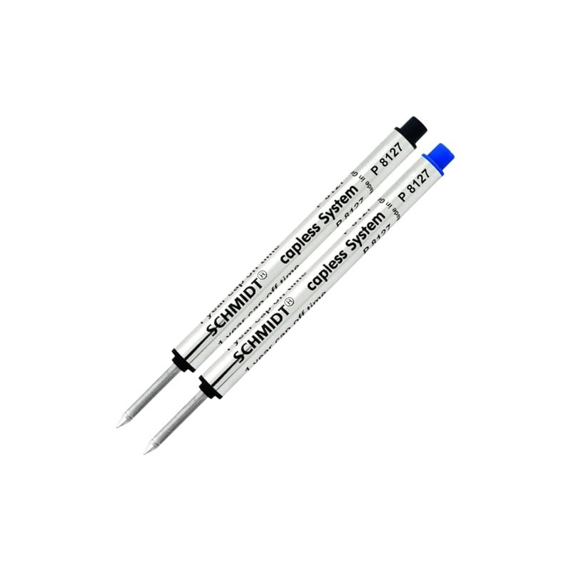 Schmidt P8127 Black, Blue Capless Rollerball Refill, Medium Tip 0.7mm