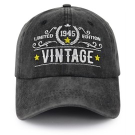 80th Birthday Gifts for Men Women, Vintage 1945 Hat Limited Edition, Funny Adjustable Cotton Embroidered 80 Years Old Birthday Decorations Baseball Cap