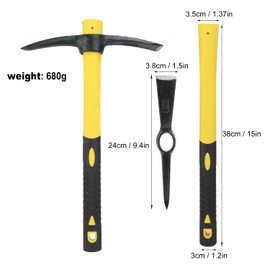 GENHAKON 3 Packs 14 Inch Small Pick Axes with Plastic Handle，Hand Pickaxe, Light Pick Axes for Digging Cast Steel for Gardening, Camping, Prospecting, and Outdoor Activities