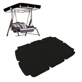 Belupai Patio Swing Chair Canopy Replacement, 64 x 45in Waterproof Silver Coated Oxford Swing Top Cover for Outdoor Garden Patio Yard Park Porch Seat Furniture (Black)