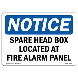OSHA Notice Sign - Spare Head Box Located at Fire Alarm Panel | Vinyl Label Decal | Protect Your Business, Construction Site | Made in The USA