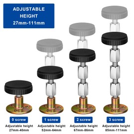 Pack of 4 Anti Shake Bed 27-111 mm Adjustable Bed Spacer Wall Spacer Adjustable Metal Bed Back Wall Protection Headboard Stopper with Furniture Padding Thread for Beds, Sofas, Tables, Walls