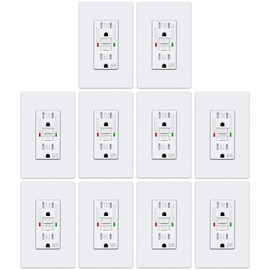 ELECTECK 10 Pack GFCI Outlets 15 Amp, Outdoor Weather Resistant (WR), Self-Test GFI Receptacles with LED Indicator, Ground Fault Circuit Interrupter, Screwless Wallplate Included, UL Listed, White