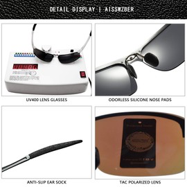 AISSWZBER Gafas de sol polarizadas deportivas para hombre, marco de metal, protección UV, 8177