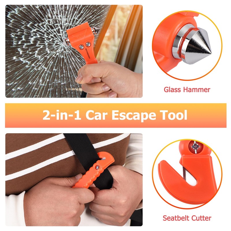 MOTORBUDDY 4-Pack Emergency Escape Hammer Seat Belt Cutter,Auto Car Safety