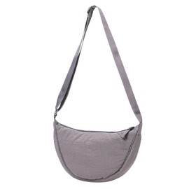 [Ailiyumo] Crescent-Shaped Shoulder Bag, Small Nylon Handbag for Women, Lightweight Crossbody Bag, Fashionable, Waterproof, Organizer, Durable, with Pockets, Soft, Unisex, for Daily Use, gray