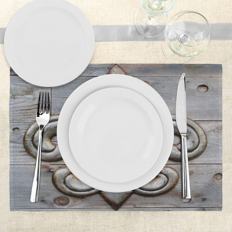 ABAKUHAUS Fleur De Lis Placemats, Old Lily Symbol on Weathered