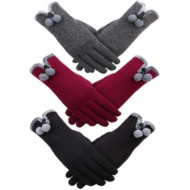 Patelai 3 Pairs Women Winter Gloves Warm Touchscreen Fleece Lined Windproof Gloves