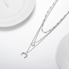 PEIMKO Crescent Moon Layered Necklace for Women, 925 Sterling Silver