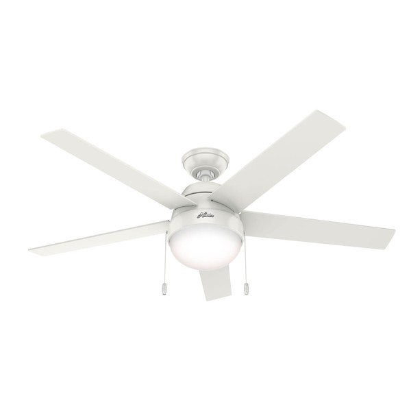 Hunter Fan Company, 50231, 52 inch Anslee Fresh White Ceiling Fan with LED Light Kit and Pull Chain