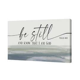 Large Christian Wall Art Bible Verse Psalm Pictures Wall Decor Be Still and Know That I Am God Canvas Painting Print Modern Home Decor Artworks Framed for Living Room Bathroom Bedroom Church 16"x24"