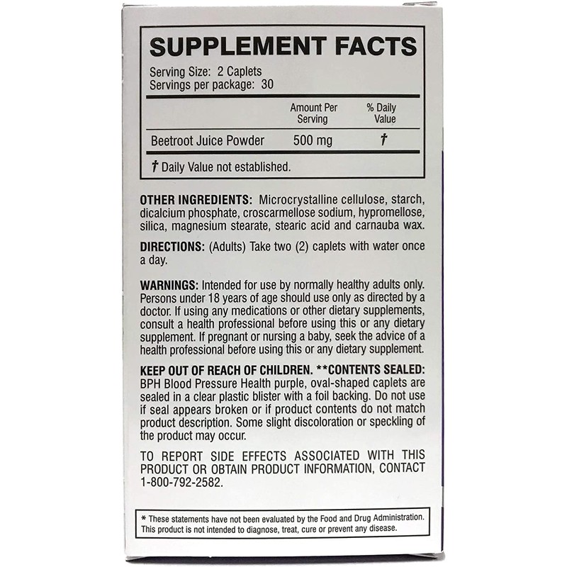 BPH Blood Pressure Health Vegetarian with Beets, 60 Caplets (Pack
