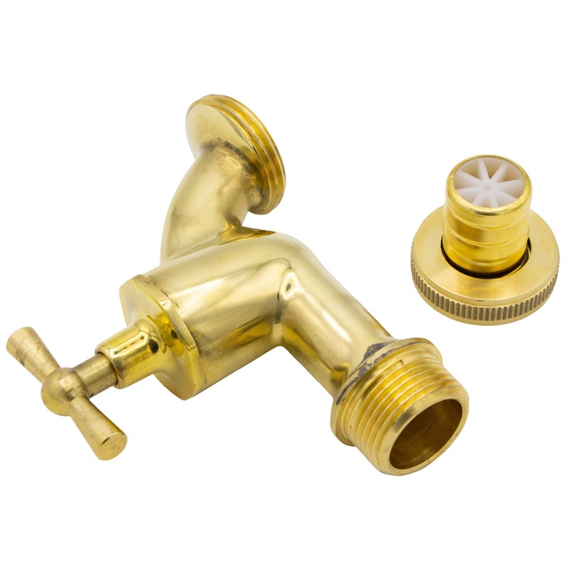 VARIOSAN Outlet valve 14917, 3/4 inch, polished brass, with hose