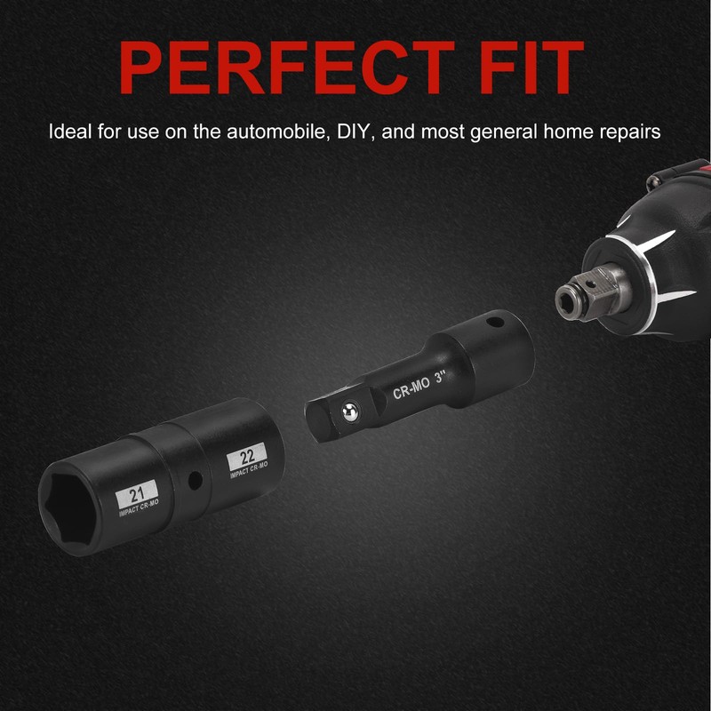 AOBEN 5 PCS 1/2" Drive Impact Socket Set, Flip Socket