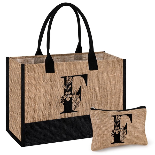 AYGE - Bolsa de yute personalizada con inicial y bolsa