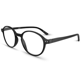 Black Small Retro Round Reading Glasses for Women & Men with Sturdy Made - Trendy Narrow Face Readers for Women & Men - Spring Hinges to Fit all Face Shapes High End Reader Glasses - Cheaters 2.5